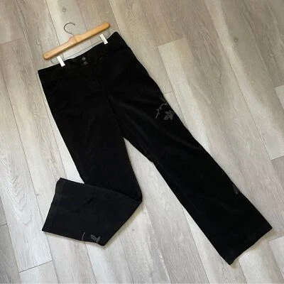 Cambio Pantalones Pana Floral Bordado Mujer Marrón (Talla 12) Montar Boho Folk Foto 1 de 4