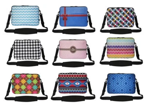 17 Inch Neoprene Matching Pattern Laptop Sleeve Bag with Hidden Handle & Strap - Picture 1 of 11