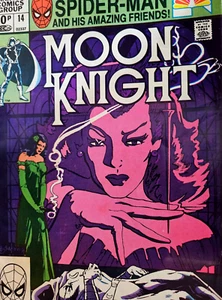 MOON KNIGHT Marvel Comic Vol 1 #14 1981 -1st Appearance Stained Glass Scarlet - Picture 1 of 3