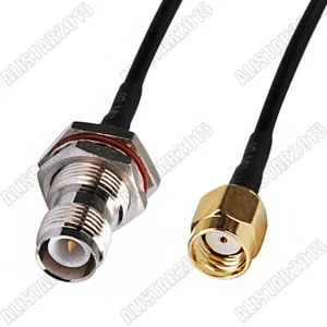 RP-SMA male to RP-TNC female bulkhead O-ring Pigtail Coaxial cable RG174 6"/15cm - Picture 1 of 4
