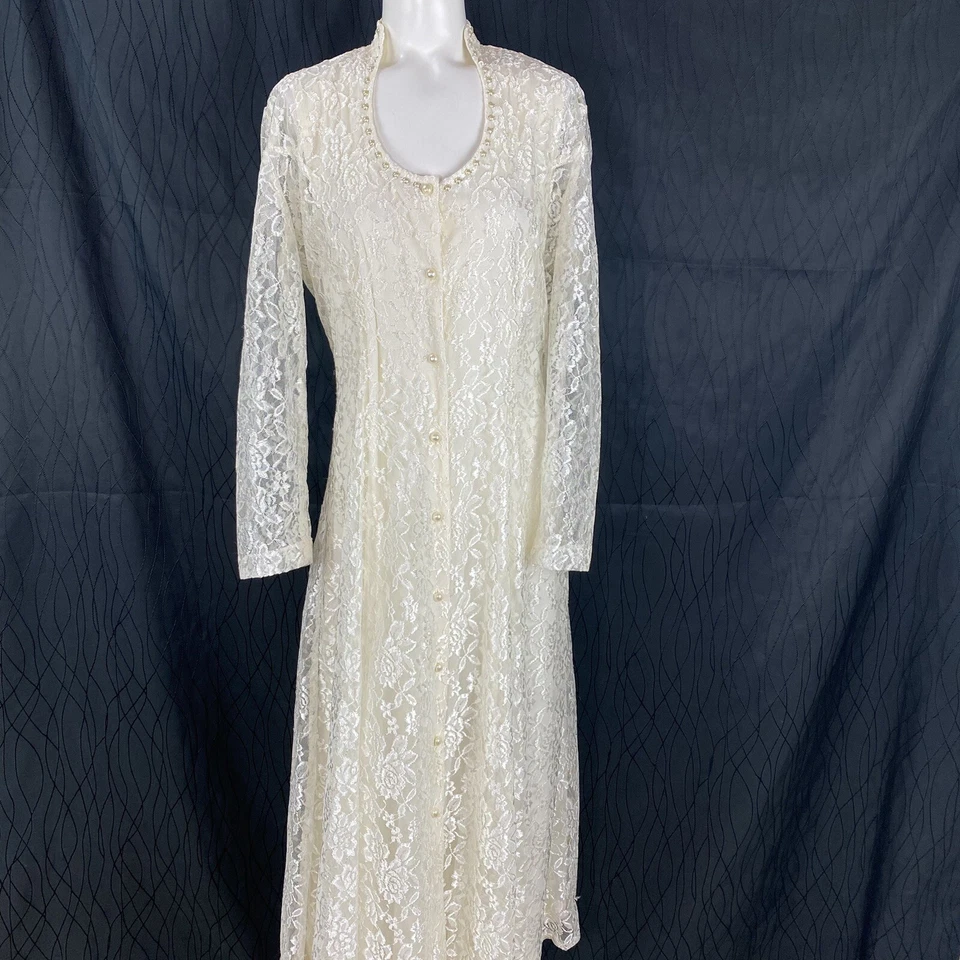 New Froniter Summer lace Dress Ivory Lace Pearl A Line Size 11 USA - Image 1 of 4