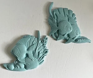 Colgantes de pared vintage Burwood de 2 piezas concha de plástico playa océano, azul bebé - EE. UU. - Imagen 1 de 8