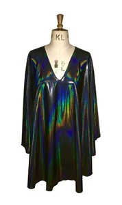 Baylis & Knight holographisches Tauchausschnitt Studio 54 Glam 70er Jahre DISCO Kleid - Bild 1 von 2