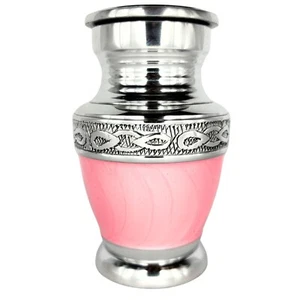 Rosa Andenkenurne für Asche - Medaille Gedenk Andenken I kleine Haustiere Asche - Bild 1 von 7