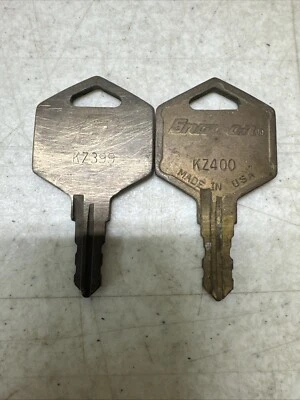 2 Vtg Snap On Tool Box Keys OEM Replacement for Series KZ399 & KZ400 - Image 1 of 2