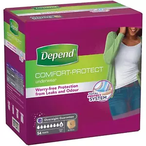 Depend Incontinence L Underwear Comfort Protect Large Female Pads Women 54 Pants - Picture 1 of 4
