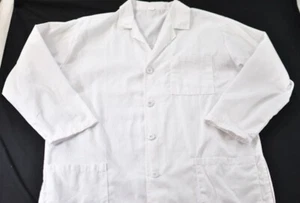 unisex Talvania white lab coat size large pockets & big button cotton/polyester - Picture 1 of 7