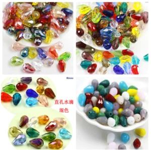 100pcs 6X8mm color Drop glass Crystal Loose Spacer beads - Picture 1 of 76