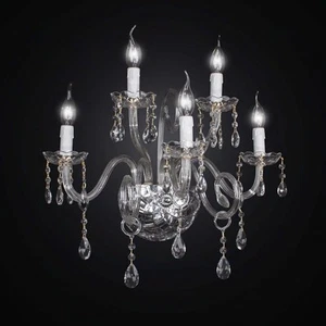 APPLIQUES IN CRISTALLO CLASSICO ORO A 5 LUCI BGA 2600/A5 DESIGN SWAROVSKY - Imagen 1 de 1