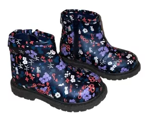 OshKosh B'gosh Toddler Girl's Raquel Navy Multi Floral Ankle Boots Shoes 5T - Picture 1 of 7