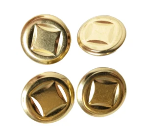 4Pk Vintage Beveled Square Design 3/4" Gold Tone Metal Round Shank Buttons - Picture 1 of 8