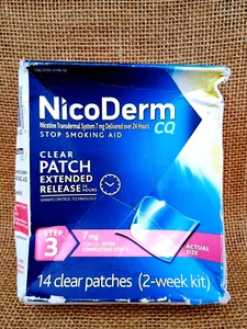 NicoDerm CQ Step 3 / 7mg Clear Nicotine Patch- 14 Count Exp: 12/2024 - Picture 1 of 7