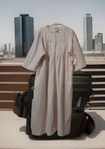 VTG Collette By Miss Elaine Fleece House Coat Robe Nightgown Dress zipfront 2x - Picture 1 of 8