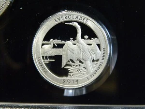 2014 S SILBER EDELSTEIN PROOF EVERGLADES ATB QUARTER 90% SILBER KOSTENLOSER VERSAND - Bild 1 von 1