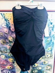 Navy Anne Cole Women's Twist Front Shirred One Piece Swimsuit Size 6 - $88 MSRP - Picture 1 of 6