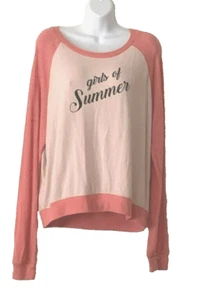 Make & Model Peach & White Long Sleeve Sleep/Lounge Shirt, Women's Size Large - Picture 1 of 4