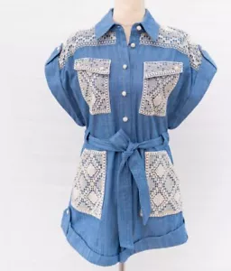Zimmermann blue denim playsuit with belt - Picture 1 of 6