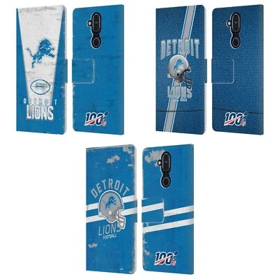 OFFICIAL NFL DETROIT LIONS LOGO ART LEATHER BOOK CASE FOR MICROSOFT NOKIA PHONES - Image 1 of 4