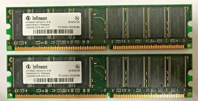 Qimonda 2GB (2x1GB) DDR1 HYS64D128320HU-5-B  DDR-400 CL3 PC3200U-30330-B0 #2360 - Bild 1 von 2