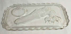 VTG Federal Glass Refrigerator Lid ONLY Embossed Tomato Celery Radish Scalloped - Picture 1 of 12