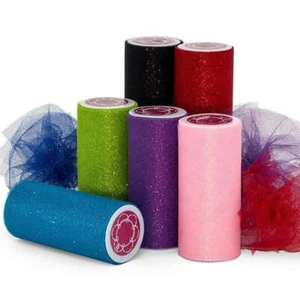 Neu 6" Glitzer Tüll Rolle Spule-Hochzeit Schleife Dekoration Handwerk 25 Yard - Bild 1 von 7