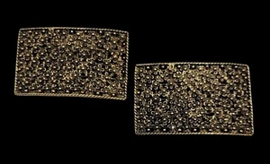 Vintage SHOE CLIPS Gold Tone Forget Me Not Flowers Buckles Tip Toe Pat 212207 - Picture 1 of 4