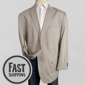 JOS A BANK Mens Blazer Sport Coat Two Button Jacket 54R (2X) Cotton Beige Suit - Picture 1 of 12