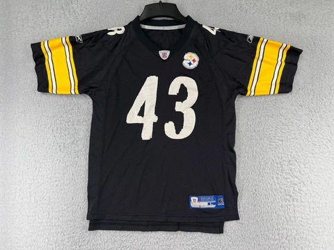 Pittsburgh Steelers Football Jersey Youth Large Black #43 Troy Polamalu Reebok Cover