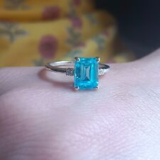 925 Sterling Silver Aquamarine gemstone Ring Wedding Anniversary Gift Ring, Sale