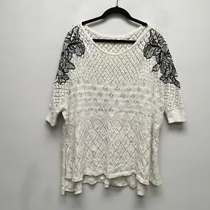 Anthropologie Knitted & Knotted Floral Embroidered Launa Poncho Sweater XS/S - Picture 1 of 10