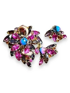 Seltene Juliana Galaxie Stein bunte Brosche und Ohrring Set - Bild 1 von 9