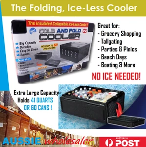 The Insulated Collapsible Folding Cooler Esky CHILL Chest COLD HOT ICE-LESS - Picture 1 of 5