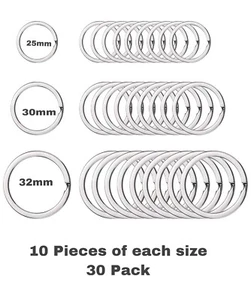 30 Pieces Metal Split Rings Flat Key Rings Round Keychain Rings for Home Car Key - Picture 1 of 2