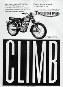 1966 Triumph Tiger Mountain Cub Motorcycle T20/M "Climb" Original Print Ad - Picture 1 of 1