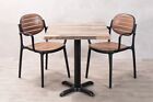 OUTDOOR CAFE TABLE SET SQUARE MAPLE ISOTOP X BASE WITH TWO OUTDOOR CHAIRS