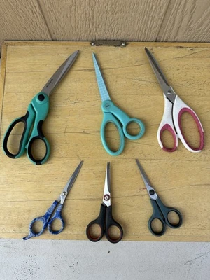 Lot of 6 Scissors Multi Purpose Cutting Craft Sewing Shears Stainless Steel - Image 1 of 4