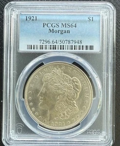 Set Of 2 1921 Morgan Silver Dollars. MS 64 And MS-62. PCGS - Picture 1 of 4