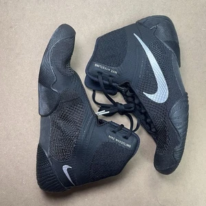 Nike Tawa Black Metallic Silver Flyknit Wrestling Shoes CI2952-001 Men's Sz 8.5 - Picture 1 of 8