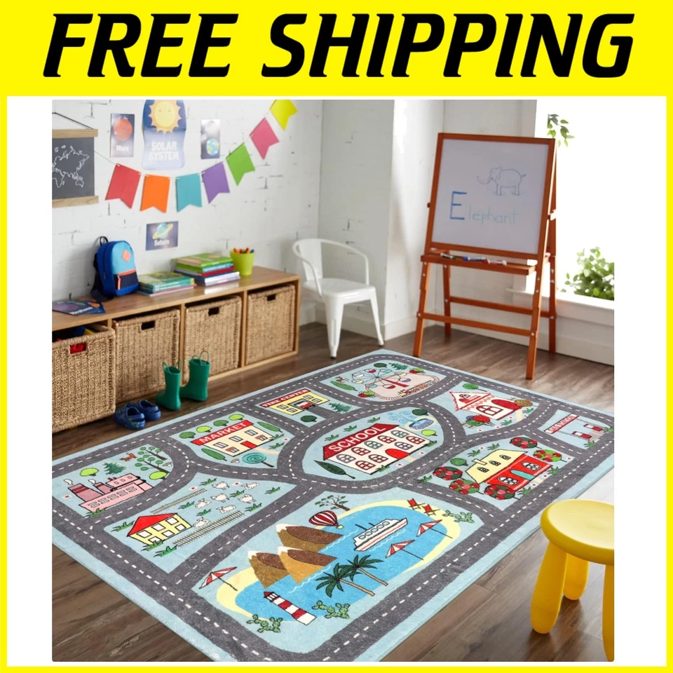 Alfombra de juego suave para niños 5'x7' alfombra de tráfico Foto 1 de 4