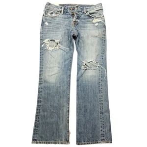 Jeans vintage Abercrombie & Fitch bootcut uomo 32x30 bottoni mosca Y2K invecchiato - Foto 1 di 12