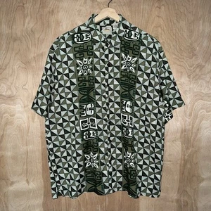 VINTAGE HOBIE AZTEC TRIBAL POLYESTER BUTTON DOWN CAMP LOUNGE SHIRT SIZE XXL NEW - Picture 1 of 8