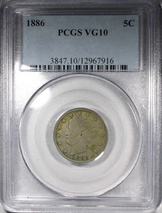 1886 Liberty V-Nickel PCGS VG10 Circulated Key Date 5C - Picture 1 of 4