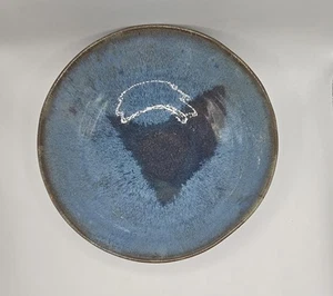 Beautiful SIGNED Handmade Art Pottery Glazed Blue Bowl with Accents - Picture 1 of 13
