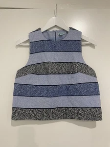 Kookai Blue, White and Black Lined Cropped Blouse Size 36 - Picture 1 of 8