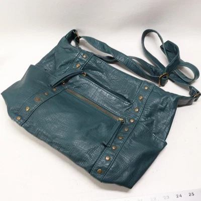 Bolso Bandolera Bueno Mujer M Verde Azulado Cuero Sintético Forrado Tachuelas Cartera Bolso de Hombro Foto 1 de 4