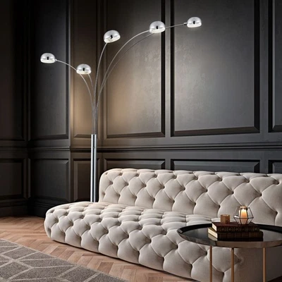 Lampada Da Terra Lampada Da Salotto Flusso Marmo Argento 5-Fiamme H 200 Cm - Immagine 1 di 4