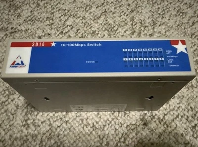 AmerCom SD16 16Port 10/100 Ethernet Switch No Adapter Used Good Condition Works - Image 1 of 3