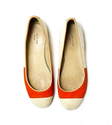 RAG & BONE Marfil Lona Naranja Puntera Ballet Planos Talla 38 Foto 1 de 4
