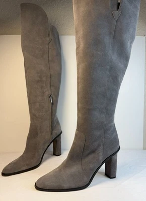 Vestido Vince Camuto Dreven Over The Knee Boot cinza feminino tamanho 11 salto alto bloco - Imagem 1 de 4