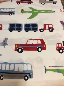 Pottery Barn Kids Brody Transportation Organic Queen Sheets NWOT Percale Cotton - Picture 1 of 1